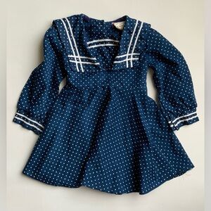 Vintage Navy Blue Polka Dot Sailor Dress